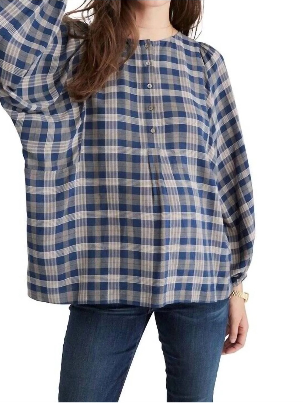 Hatch Rose Top - BluePlaid